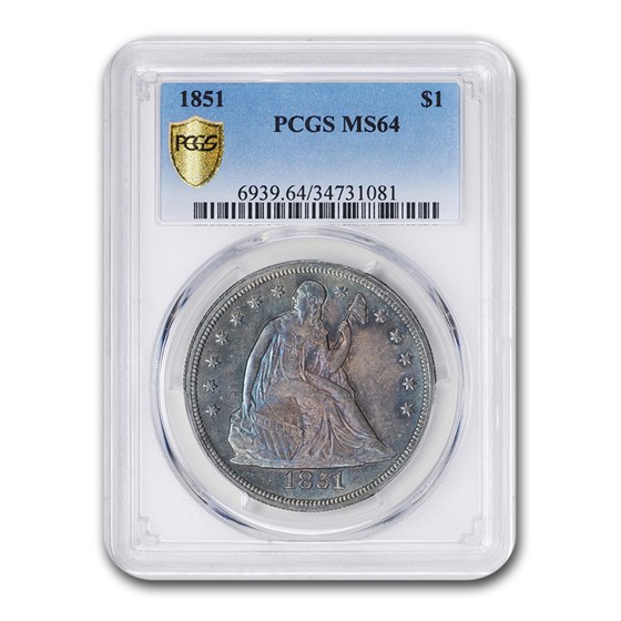 1851 Liberty Seated Dollar MS-64 PCGS 1851 Liberty Seated Dollar MS-64 PCGS